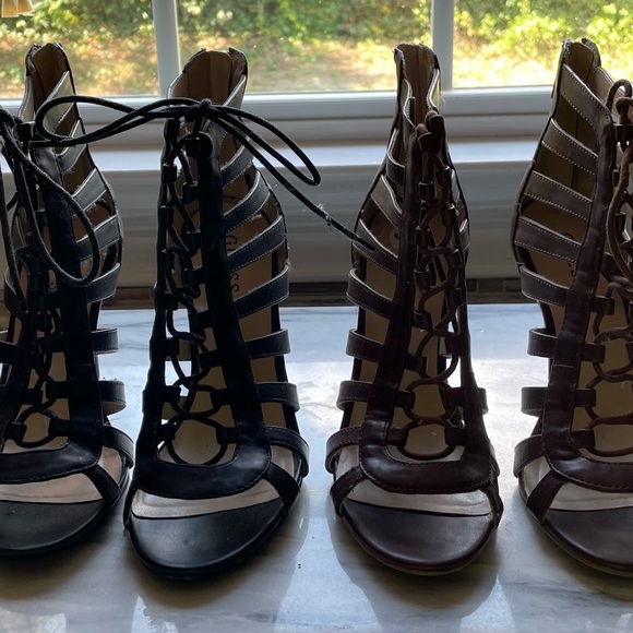 Guess Gladiator Sandle Heels 2 colors black & brown - Picture 4 of 5
